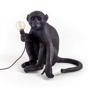SELETTI MONKEY LAMP OUTDOOR SITTING ZWART
