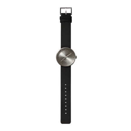 Leff Amsterdam Tube Watch D38 Staal / Zwart Lederen Band Horloge - Afbeelding 4