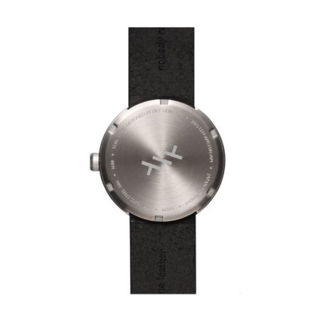 Leff Amsterdam Tube Watch D38 Staal / Zwart Lederen Band Horloge - Afbeelding 5