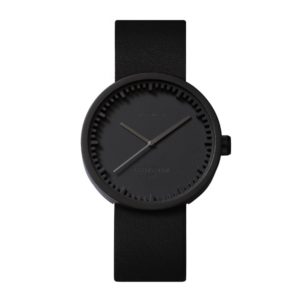 Leff Amsterdam Tube Watch D38 Zwart / Zwart Lederen Band Horloge