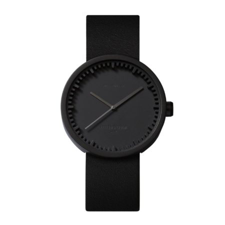 Leff Amsterdam Tube Watch D38 Zwart / Zwart Lederen Band Horloge