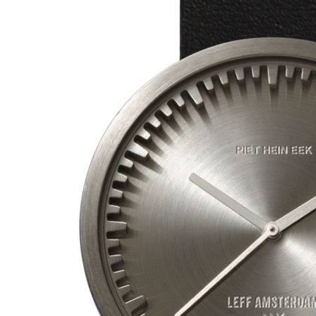 Leff Amsterdam Tube Watch D38 Staal / Zwart Lederen Band Horloge - Afbeelding 3