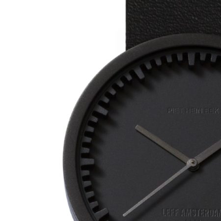 Leff Amsterdam Tube Watch D38 Zwart / Zwart Lederen Band Horloge - Afbeelding 3