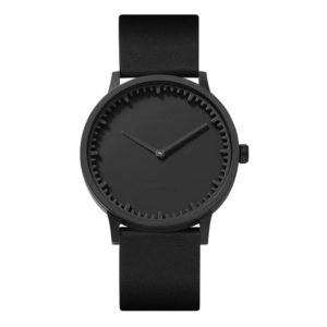 Leff Amsterdam Tube Watch T40 Zwart / Zwart Lederen Band Horloge