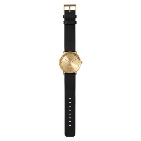 Leff Amsterdam Tube Watch T40 Goud / Zwart Lederen Band Horloge - Afbeelding 3