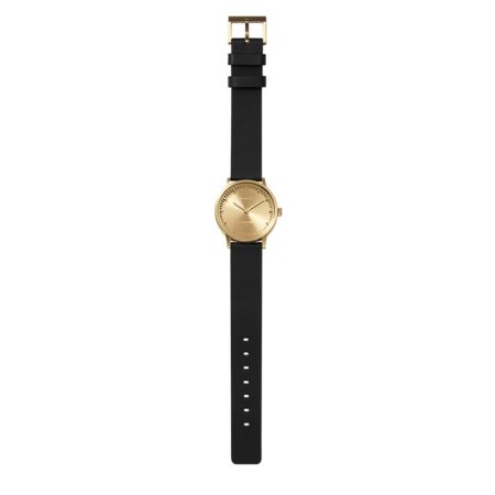 Leff Amsterdam Tube Watch T32 Goud / Zwart Lederen Band Horloge - Afbeelding 2