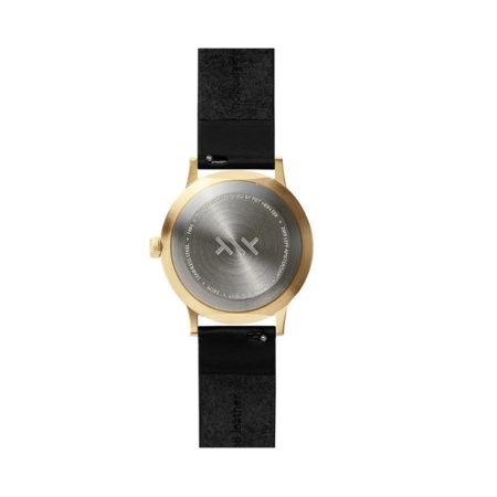 Leff Amsterdam Tube Watch T32 Goud / Zwart Lederen Band Horloge - Afbeelding 3