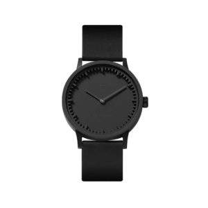 Leff Amsterdam Tube Watch T32 Zwart / Zwart Lederen Band Horloge