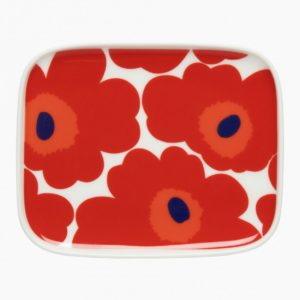 Marimekko Oiva Unikko bord 15x12 cm Rood