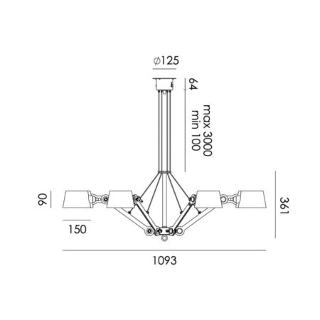 TONONE BOLT CHANDELIER 6ARM ICE BLUE - Afbeelding 7