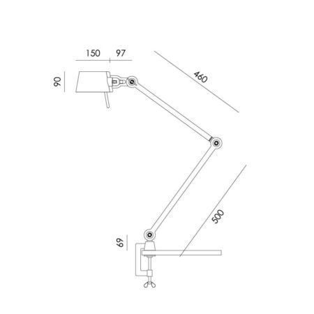 TONONE BOLT BUREAULAMP 2ARM CLAMP DAYBREAK ROSE - Afbeelding 6