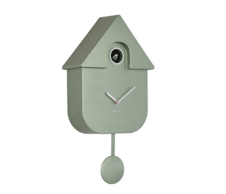 KARLSSON MODERN CUCKOO WANDKLOK GROEN METALLIC