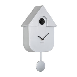KARLSSON MODERN CUCKOO WANDKLOK ZILVER METALLIC