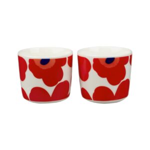 Marimekko Oiva Unikko Rood Set van kopjes zonder oor 2dl