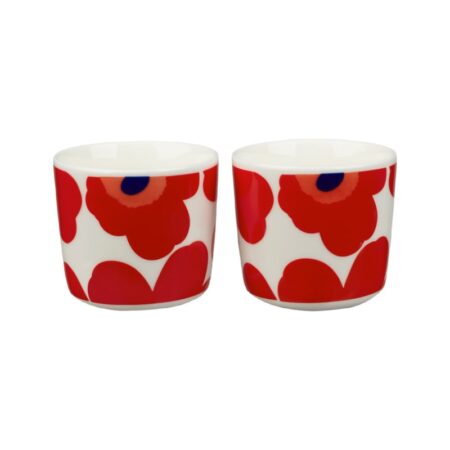 Marimekko Oiva Unikko Rood Set van kopjes zonder oor 2dl